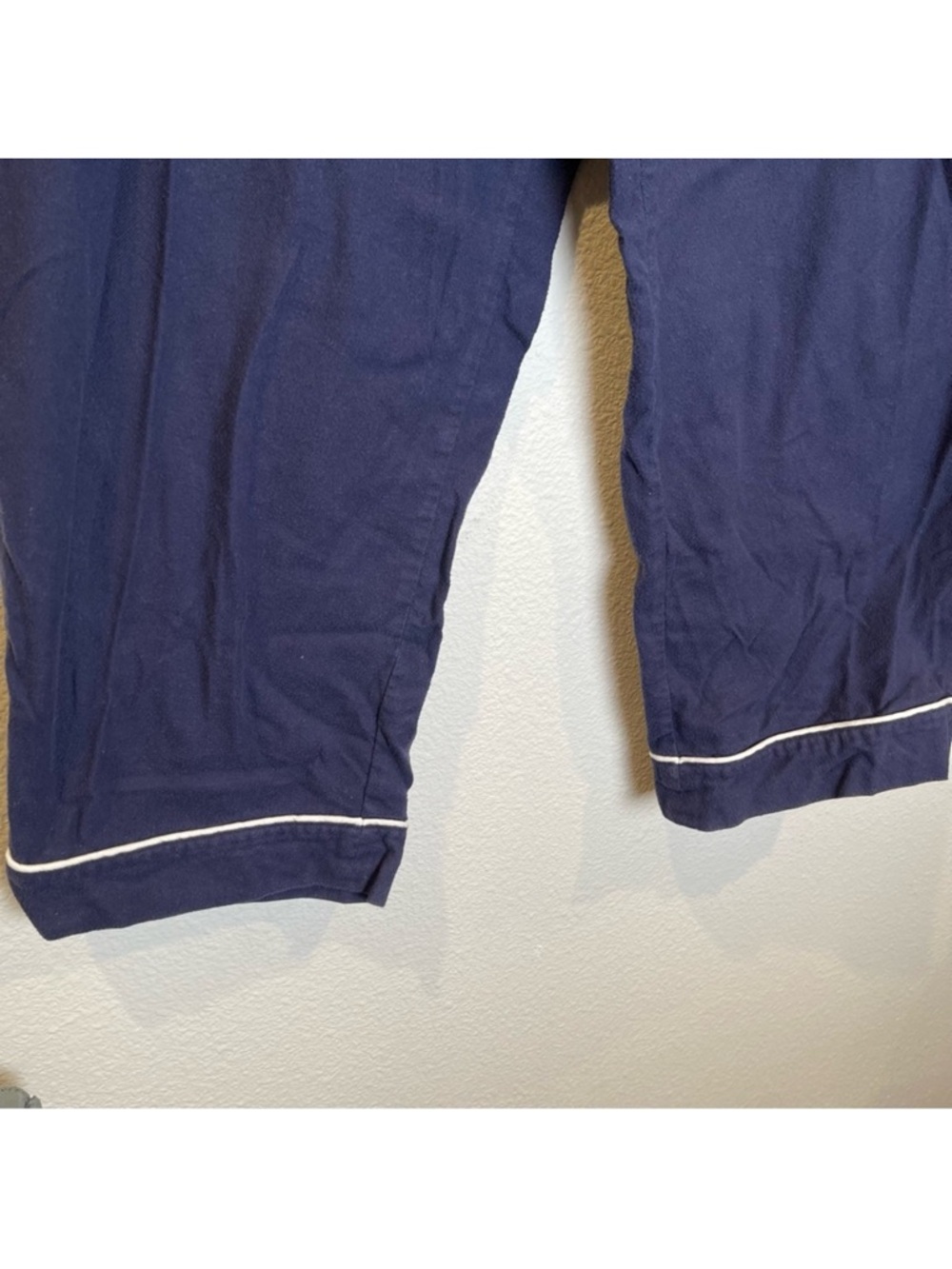 L.L. Bean Solid Flannel Pajama PJ Set Size XLP Navy Petite Warm Cozy Loungewear - Picture 10 of 12